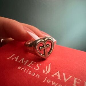 James Avery RETIRED Heart Cross Ring